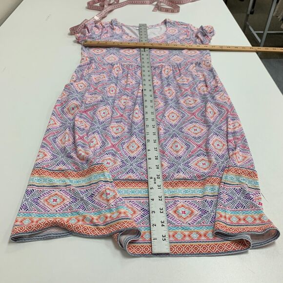 J Jill Dress Womens XS Purple Multi Geo Print Soft Stretch Cuffed Short Sleeves - Picture 8 of 16